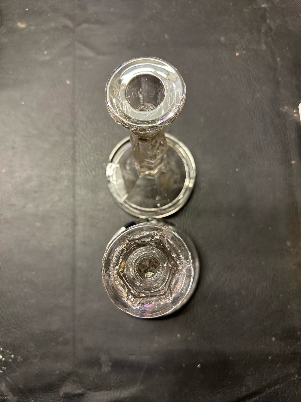 Vintage Duncan Miller Floral Etched Pair of Candlesticks - Picture 4 of 4